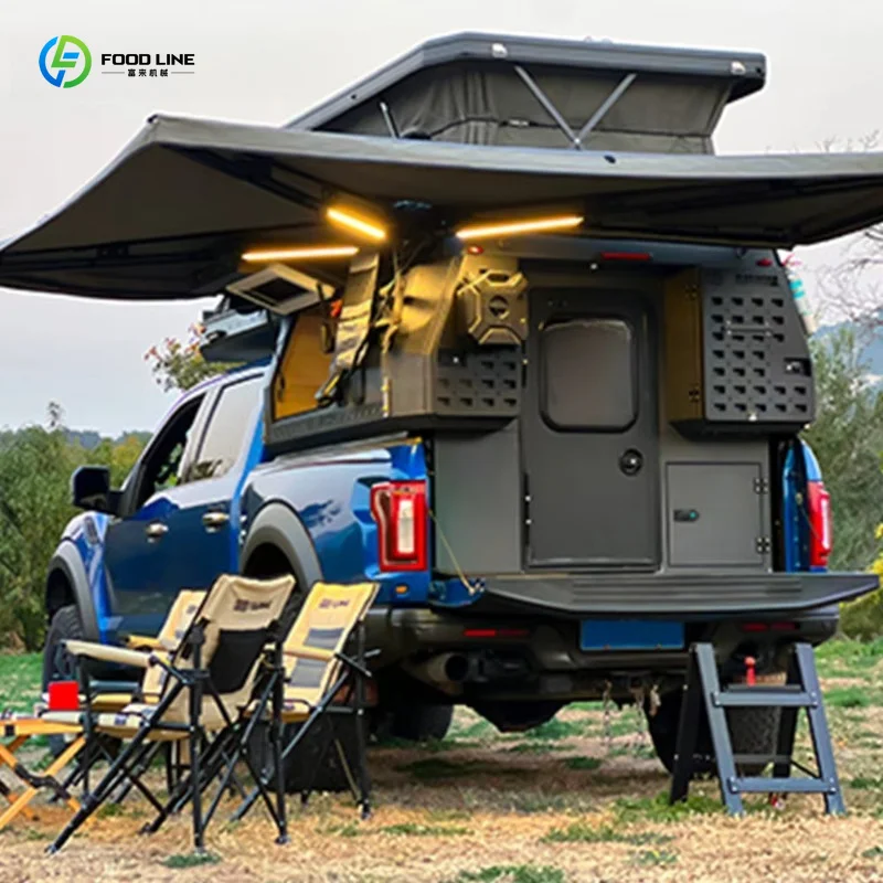 Customized Slide In Expedition Camper Tent Foldable Removable Pop Up Design For Pickup Truck Overland Use