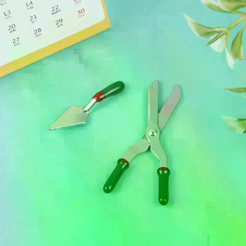 12 Set Dollhouse Tool Watering Gardening Pot Shovel Model Metal Scissors 1: Mini High Quality Durable Material Easy to Use