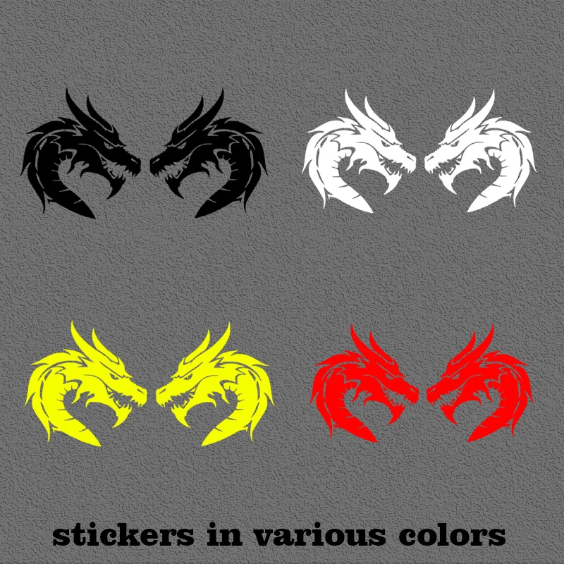 2 TEILE/SATZ Verschiedene Farben Double Dragon Head Muster Mehrfarbiger Vinyl-Aufkleber – DIY-Dekoration für Auto-Laptop