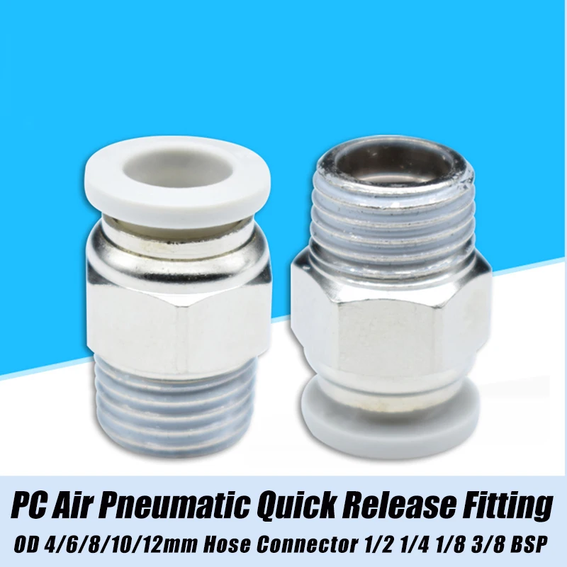 

1-50pcs PC Air Pneumatic Quick Release Fitting Connection 4mm 6mm 8mm 10mm 12mm Tube Fittings Hose Connector 1/2 1/4 1/8 3/8 BSP