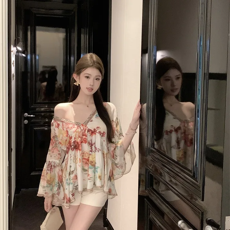 

Vaion Sle V-Ne с принтом, тяжелые стразы, тонкий дизайн, irt Dr, летние новые женские модные свободные кроя, длина