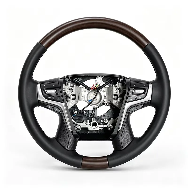 Wood Grain Leather Multifunctional Steering Wheel Mod Kit for Toyota Complete Steering Wheel Assembly