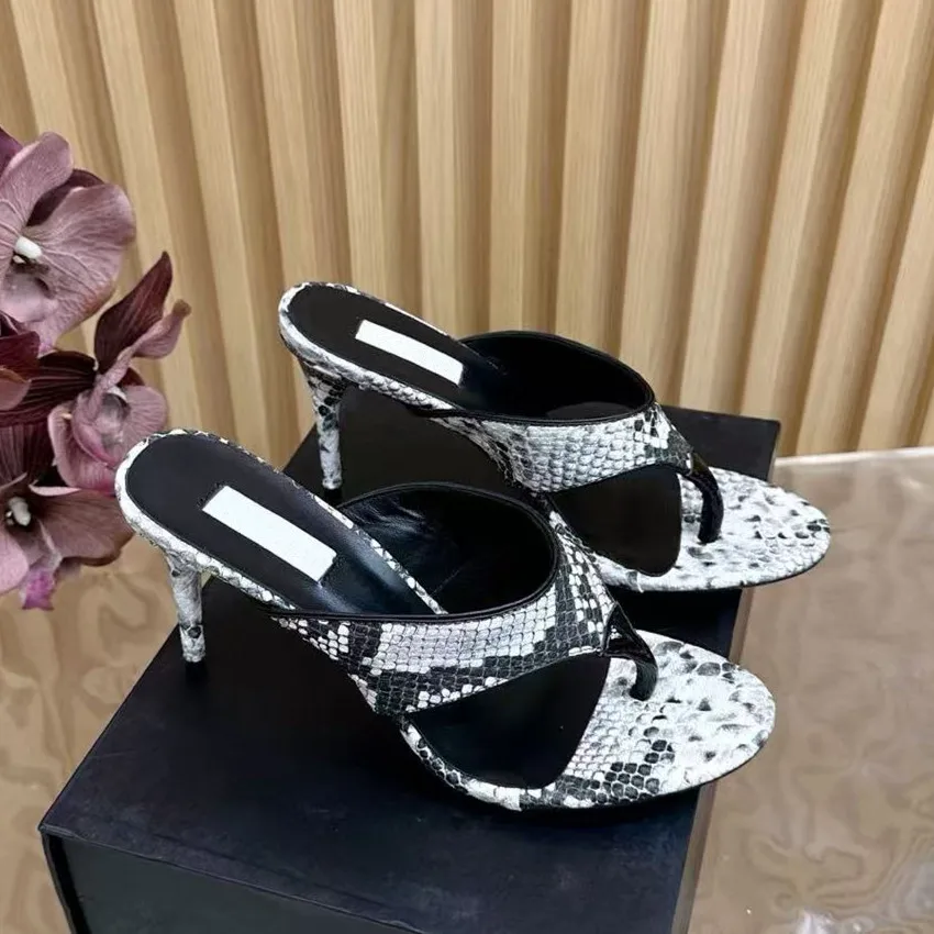 

High heels for women wearing round toe and exposed toe summer sandals with thin heels and leather toe flip flops