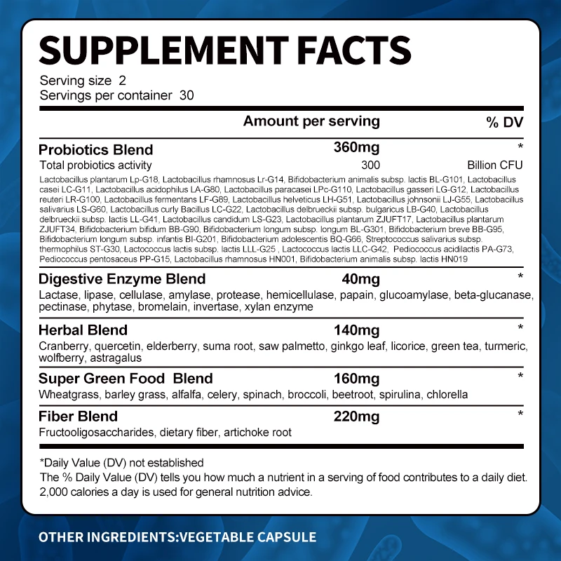 BEWORTHS-Suplemento probiótico CFU 300 Billion, apoya la digestión, inmunidad y salud respiratoria superior, promueve la digestión