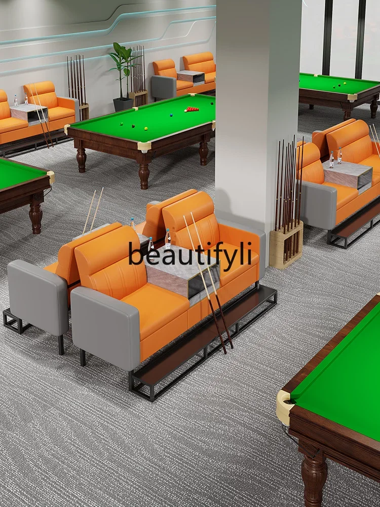 Sofa viewing chair billiard room dedicated high-end sitting area, equal chair coffee table watching ball