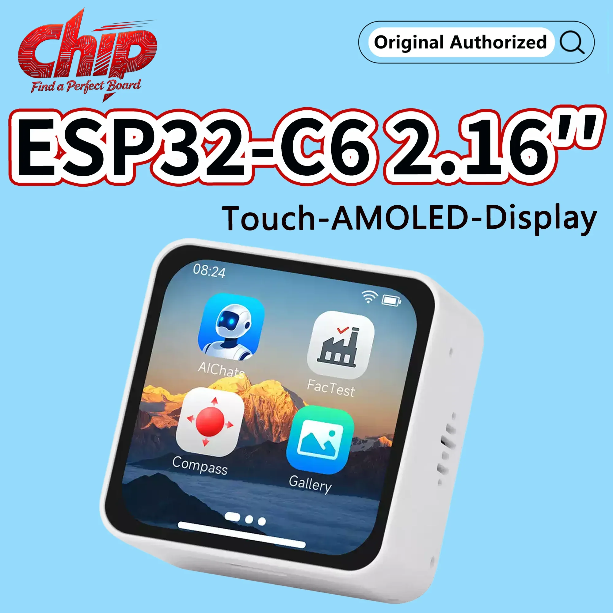 Waveshare ESP32-C6 2,16-Zoll AMOLED-Display-Touchscreen-Entwicklungsboard, 480×480, 16,7 Millionen Farben, unterstützt zwei Mikrofone