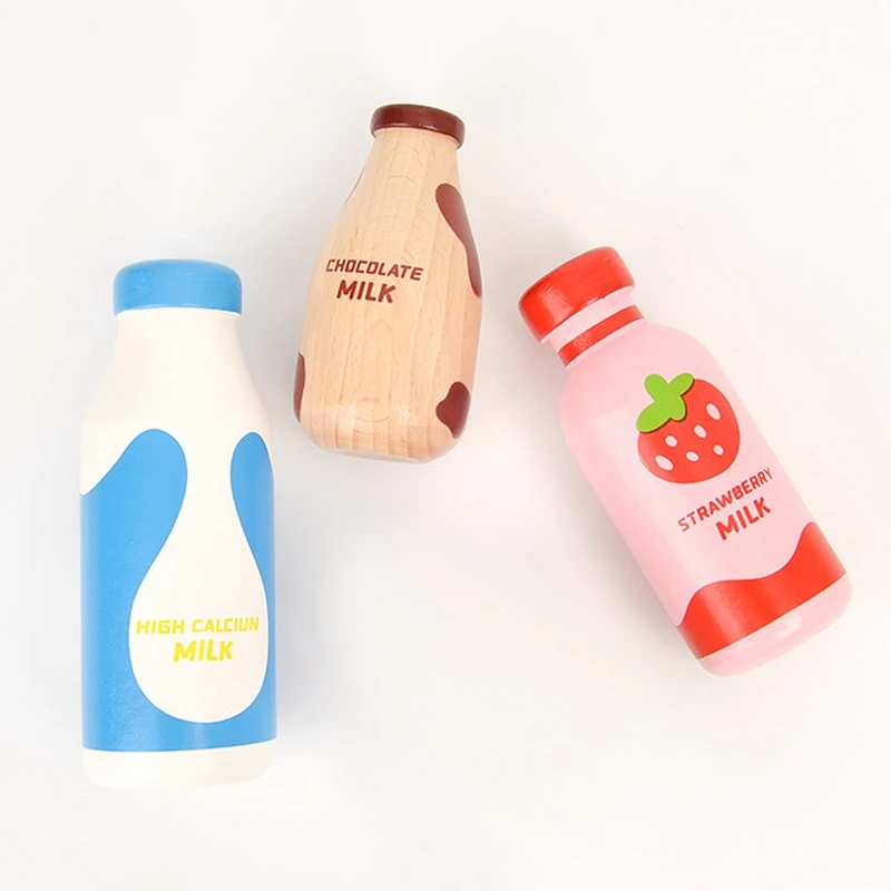 Drink Bottle Magnetic Wooden Kitchen Simulation Play House Educational Toy For Children Gift