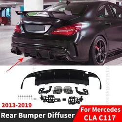 Rear Diffuser Bumper Lip Cover Exhaust Pipe Protector For Mercedes W117 C117 Benz CLA 200 220 260 2013-2019 Tuning AMG Guard Kit