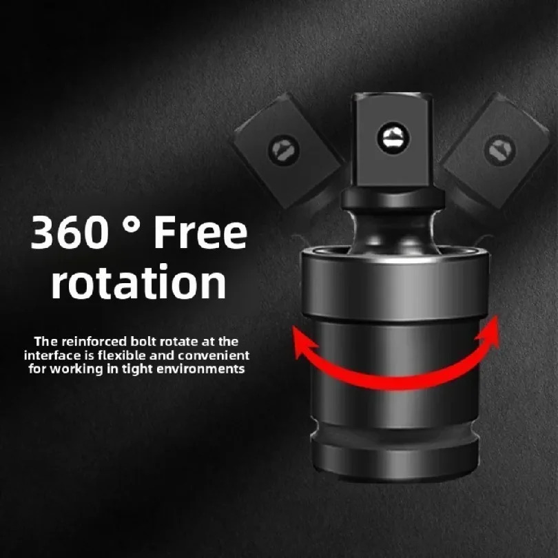 1/2 Inch Drive Universal Joint Socket Adapter, 360° Swivel Steel Ball Impact Socket for Electric Wrench Efficiency Enhancement,