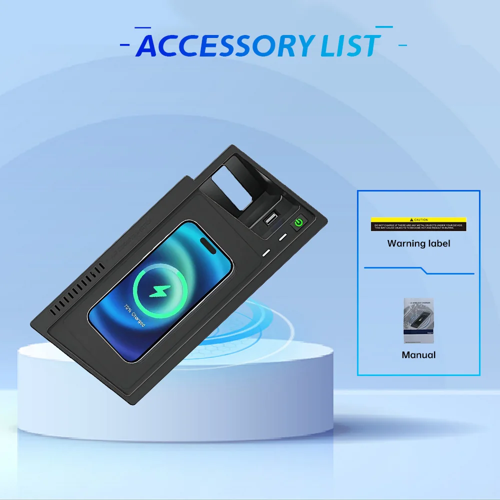 15 واط شحن لاسلكي سريع شاحن الهاتف لوحة لوحة حامل لفولكس واجن توران 2021-2025 فيلوران 2022-2025