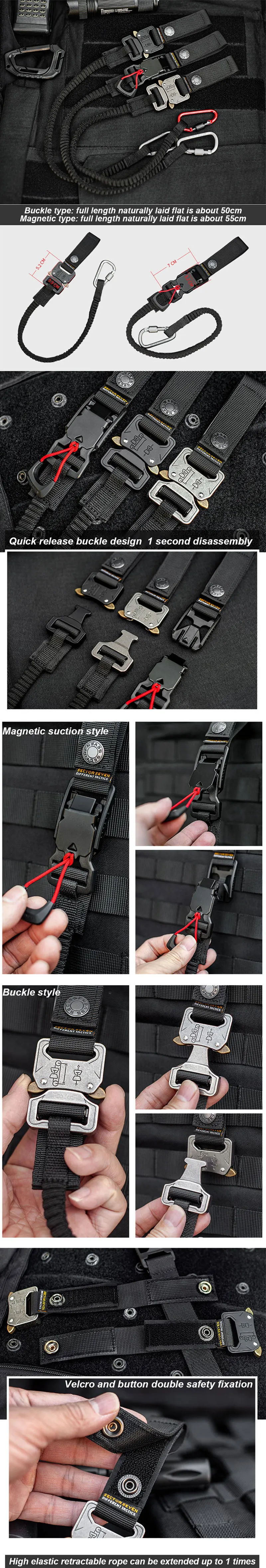 Tactical Anti-lost Elastic Lanyard Rope Quick Disassembly Safety Rope Outdoor Equipment Tools Mobile Phone Pistol Anti-lost Hook