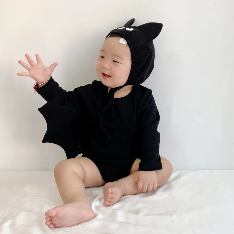 

Детский комбинезон HoneyCherry на Хэллоуин — детское уличное боди с дизайном летучей мыши, одинаковая шляпа, одежда для новорожденных