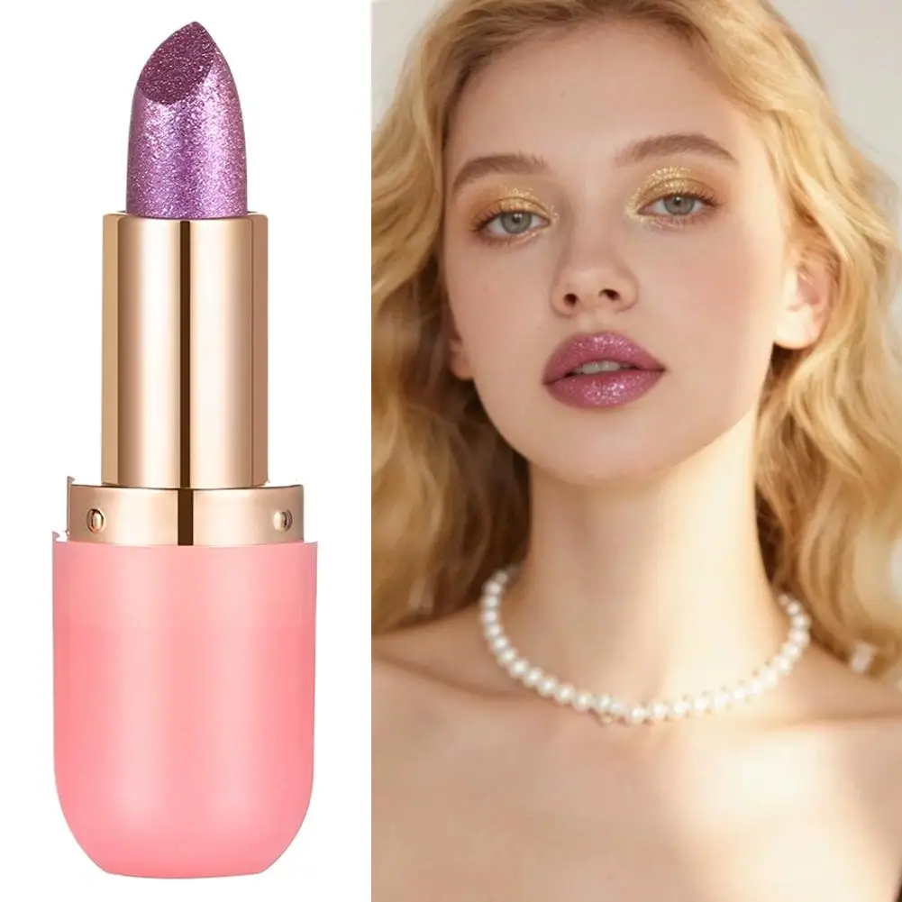 グリッターバーストきらめく口紅変色マットグロス口紅パールリップ防水シャインメイクアップセクシーグリッターダイヤモンド T0O8