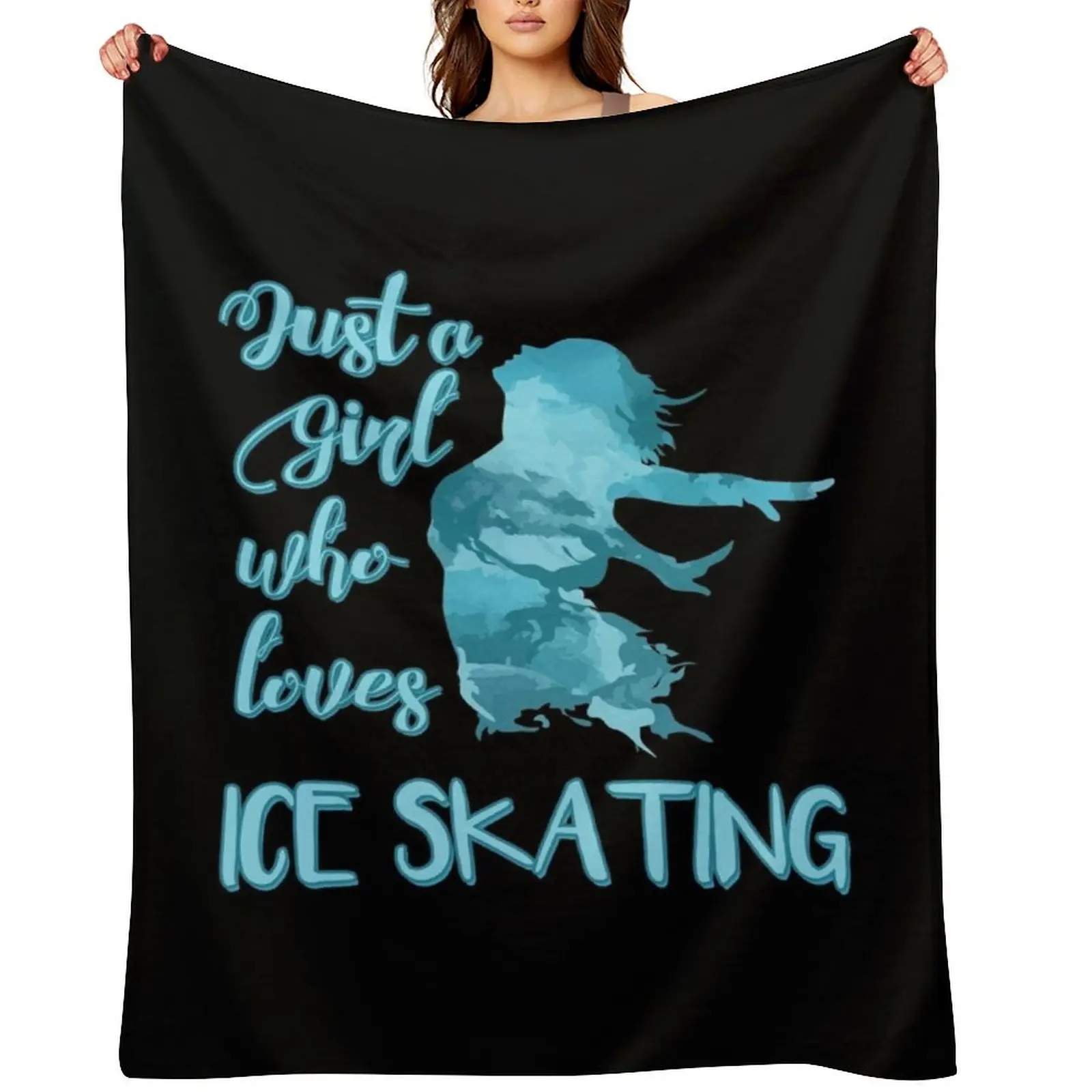Just a Girl who Loves Ice Skating Figure Skater Throw Blanket Custom Heavy Comforter for sofa Soft Beds Blankets