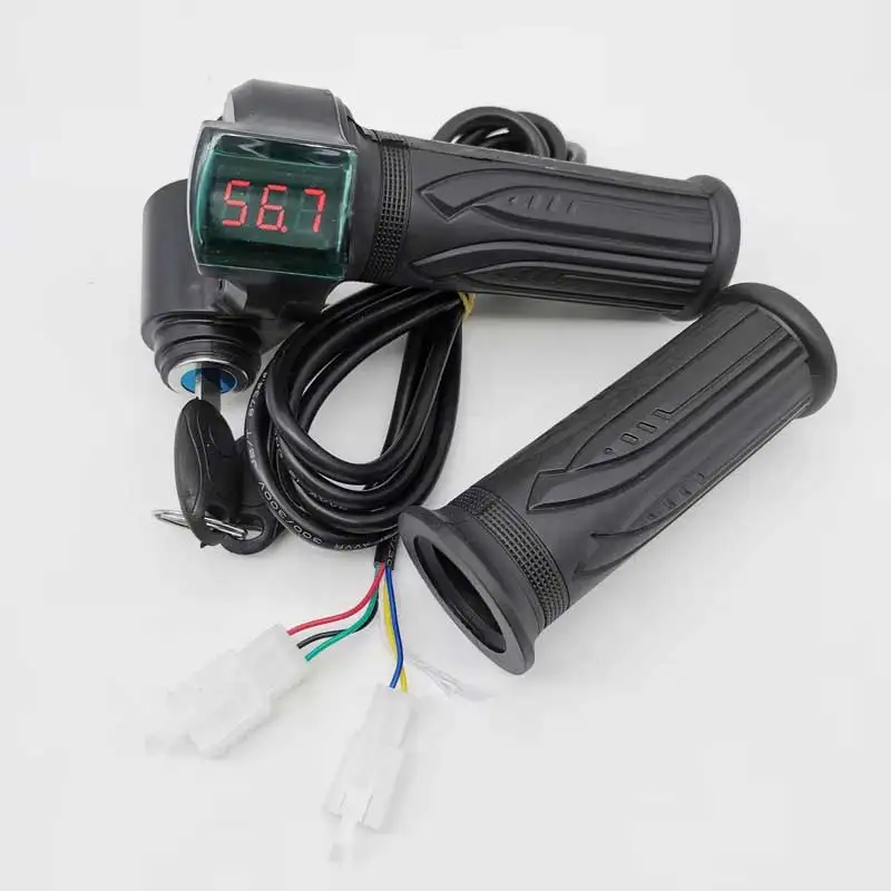 

12-99v Switch Twist Throttle Handle,Voltage Indicator With Key, For Digital Ebike Electric Scooter Tricycle Bicycle Mtb Atv