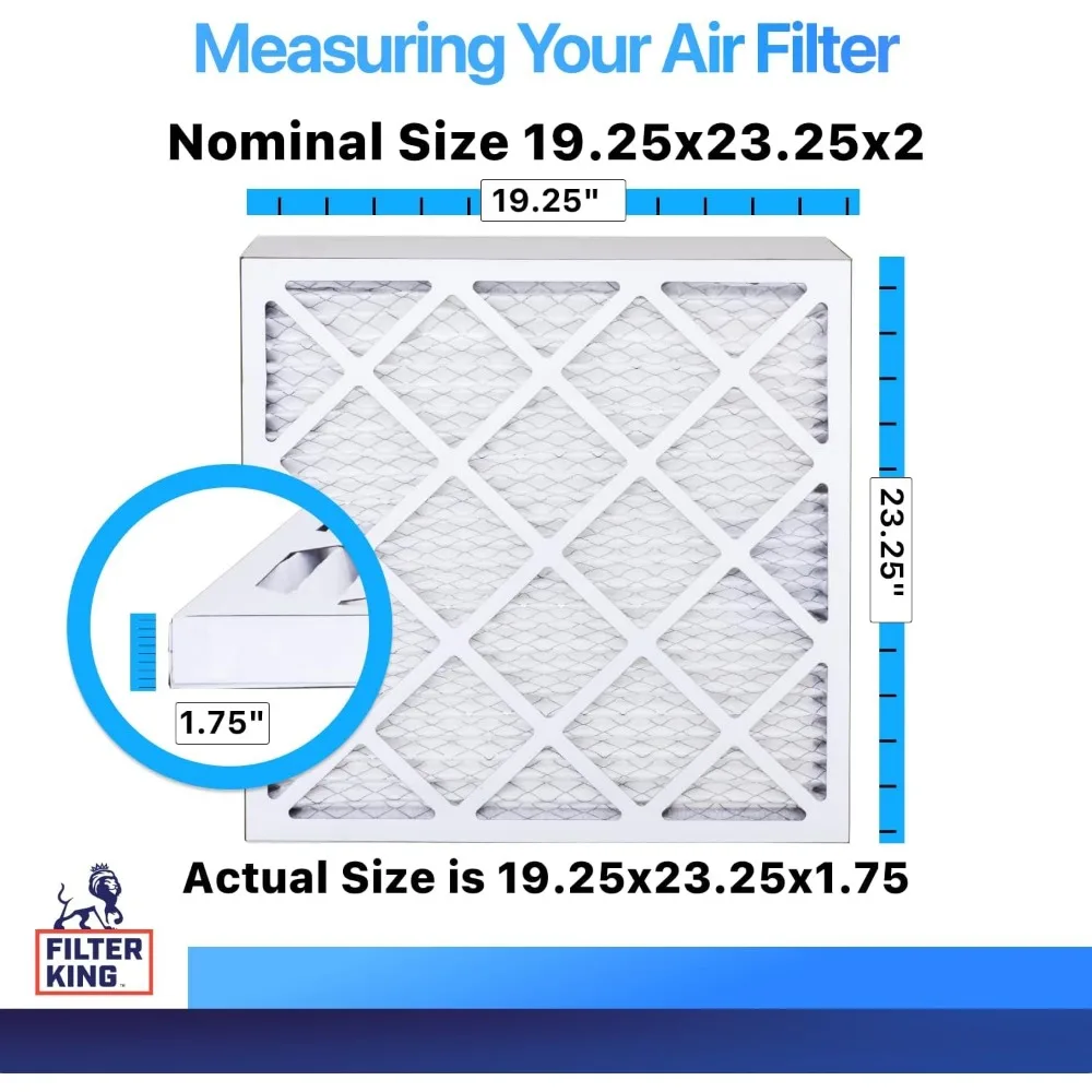 HVAC 주름형 에어 필터 6팩 MERV 8 에어컨 및 난로용, 미국산, 실제 크기 19.25x23.25 인치