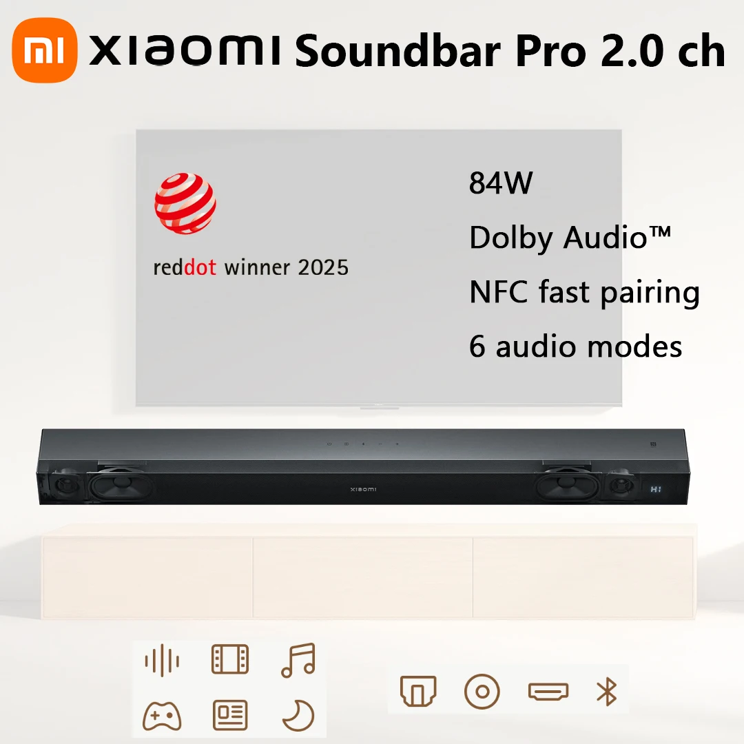 

Xiaomi Soundbar Pro 2.0Ch Speaker NFC Wireless Bluetooth Optical Dolby Audio Full-range Music Playback for PC TV Max 84W Speaker