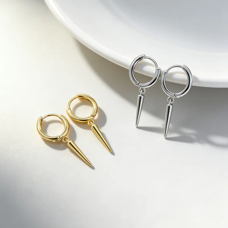 Punk Hip Hop Metal Spike Huggie Hoop Earrings For Men Women Vintage Gothic 925 Silver Long Tassel Rivet Pendant Earrings Jewelry