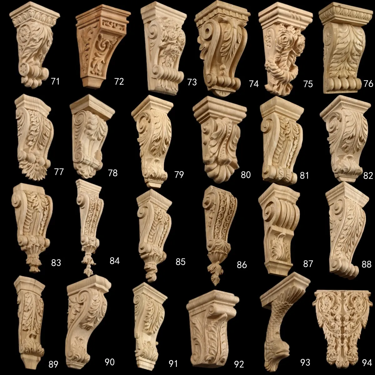 Solid wood beam support decoration European style Roman column capital wood carving corner flower head solid wood carving head c