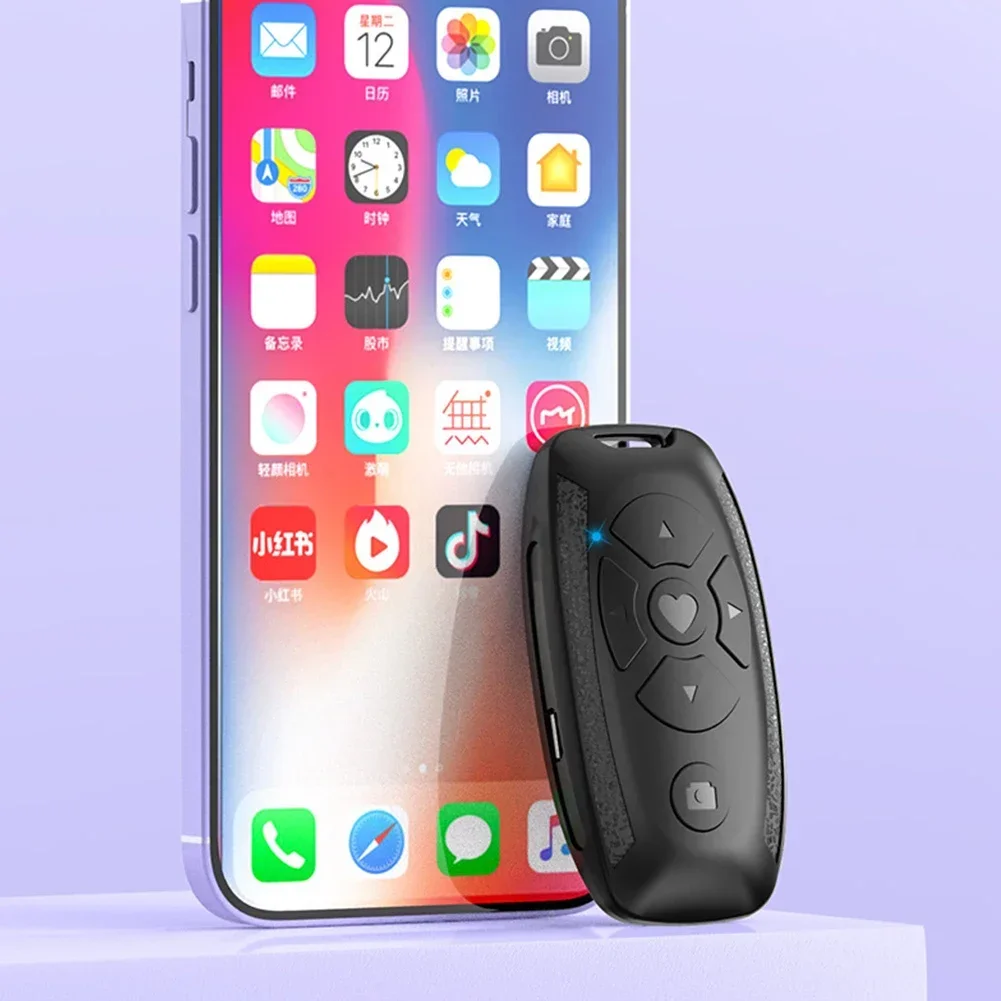 충전식 블루투스 리모컨 버튼 무선 컨트롤러 셀카봉 셔터 릴리즈 (휴대폰, 전자책 페이지 넘김용)