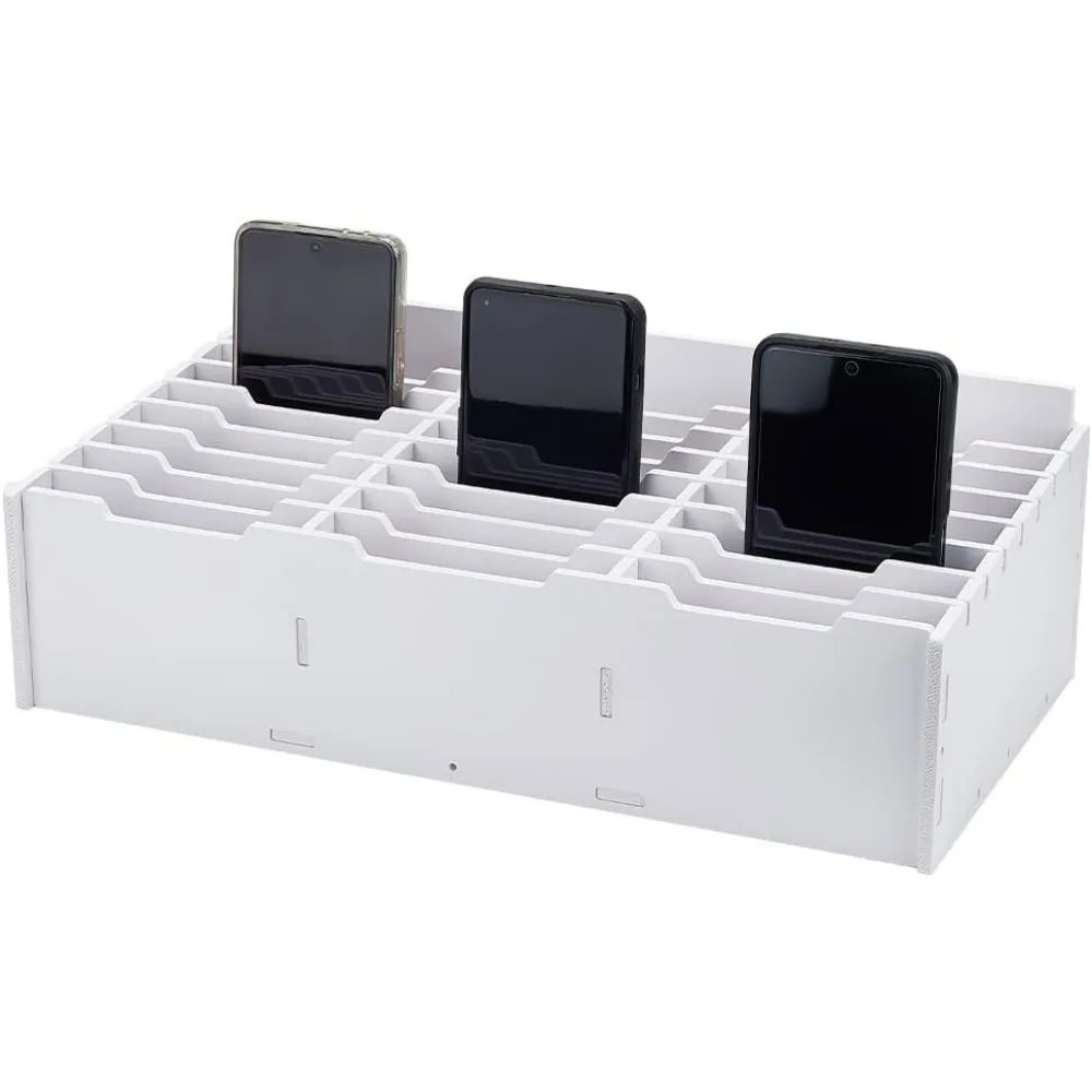 

24 Slots PVC Cell Phone Storage Box Detachable Box Compartment Storage Phone Art Display Holding Stickers White