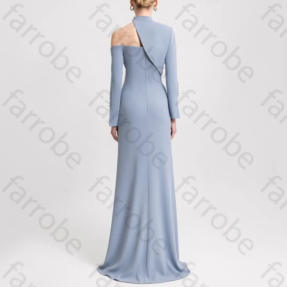 Customized Sexy Mermaid Long Sleeves Evening Dresses Front Slit Buttons Sweep Train Dress Exquisite High Quality Prom Party Gown image 2