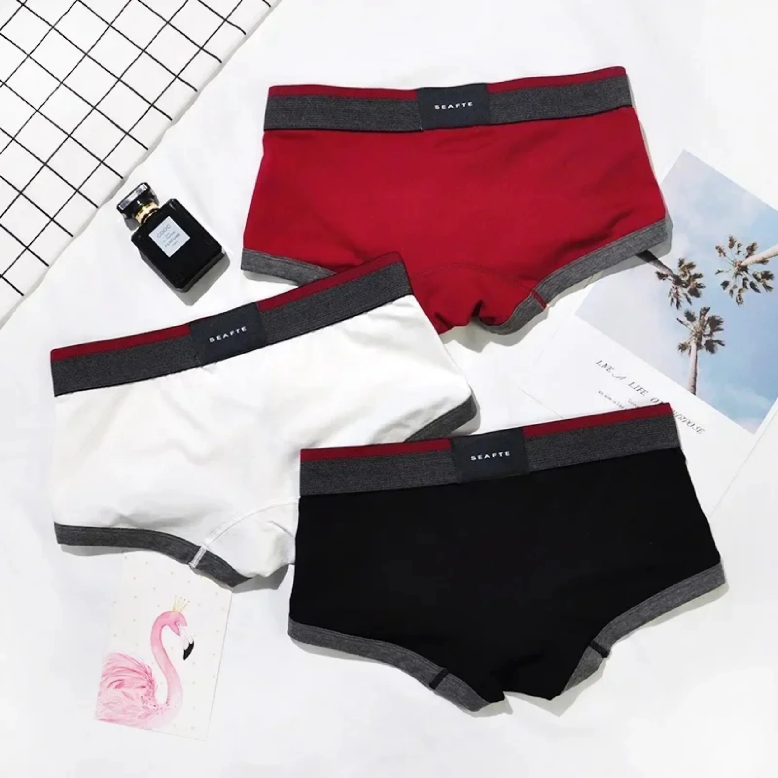 Men\'s Convex Pouch Boxer Shorts for Young Underwear Pure Cotton Mini Panties Anti Curling Hem Underwear Fashion Simple Aro Pants