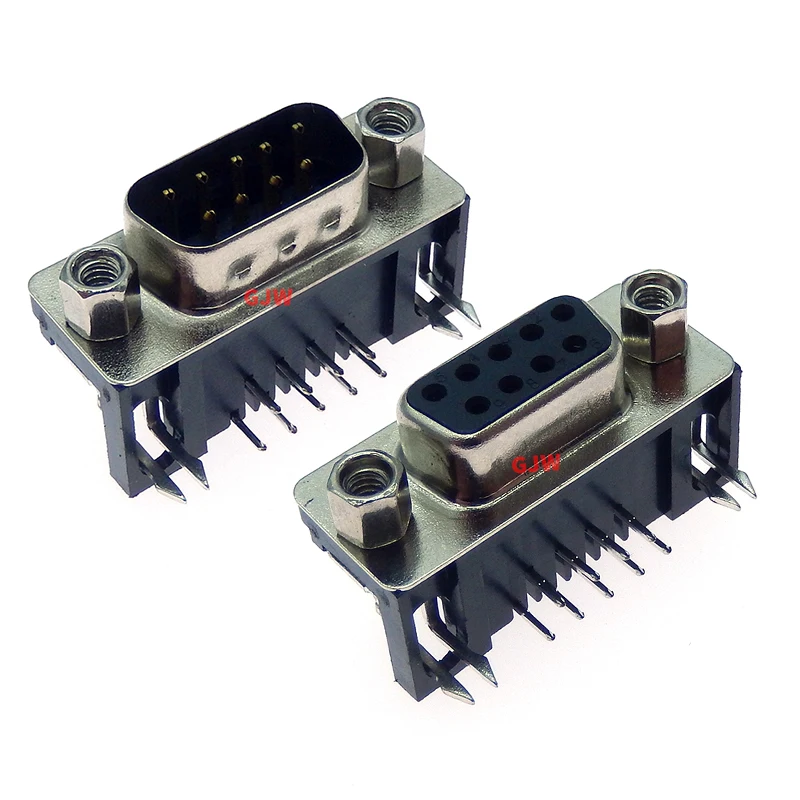 2PCS DR9 / 15 / 25 / 37 DB44 DR78 DB9 male / female welding plate plug 90 degree bent foot / pin serial port VGA socket