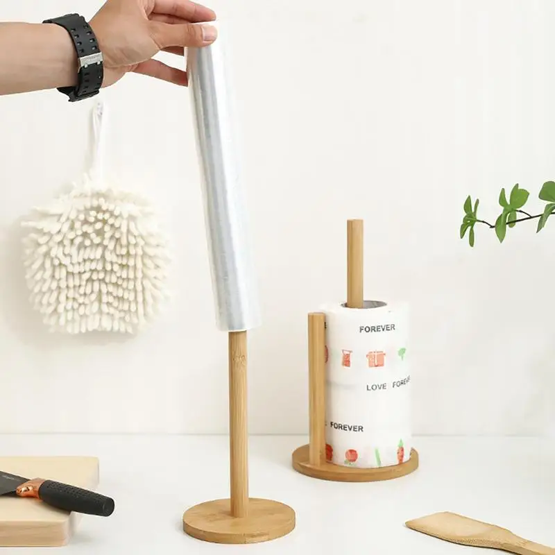 Kitchen Roll Paper Towel Holder Wooden Bathroom Oak Wood Tissue Holder Roll Towel Rack Stand Kitchen Accessories