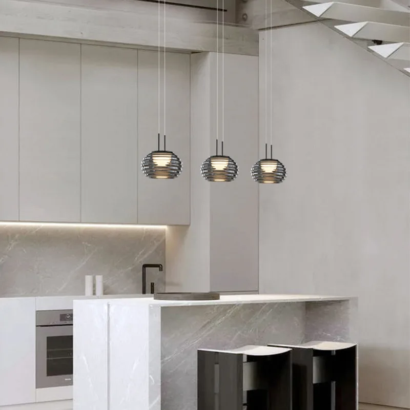 

2026 Italian Minimalist Glass Chandelier Bedroom Bedside Led Pendant Lights Nordic Designer Restaurant Bar Kitchen Porch Black L