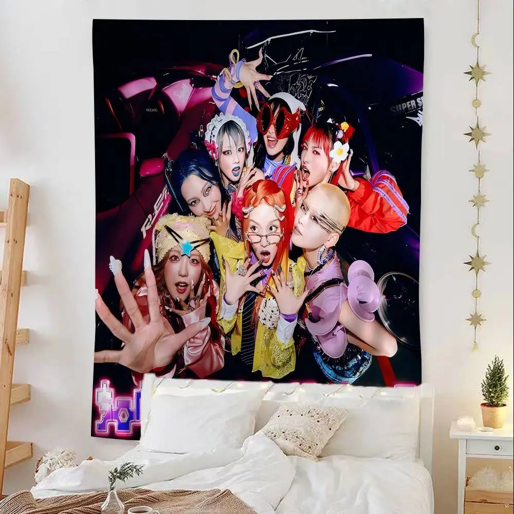مجموعة Kpop XG المعلقة نسيج البوهيمي المعلق التارو الهبي سجاد الحائط نسيج ياباني