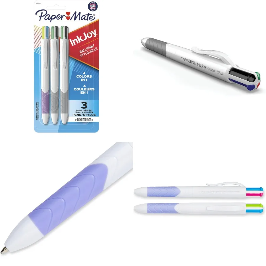

Выдвижные шариковые ручки Paper Mate InkJoy Quatro, средние точки, разные цвета, 3 упаковки для офиса и школы, гладкое письмо