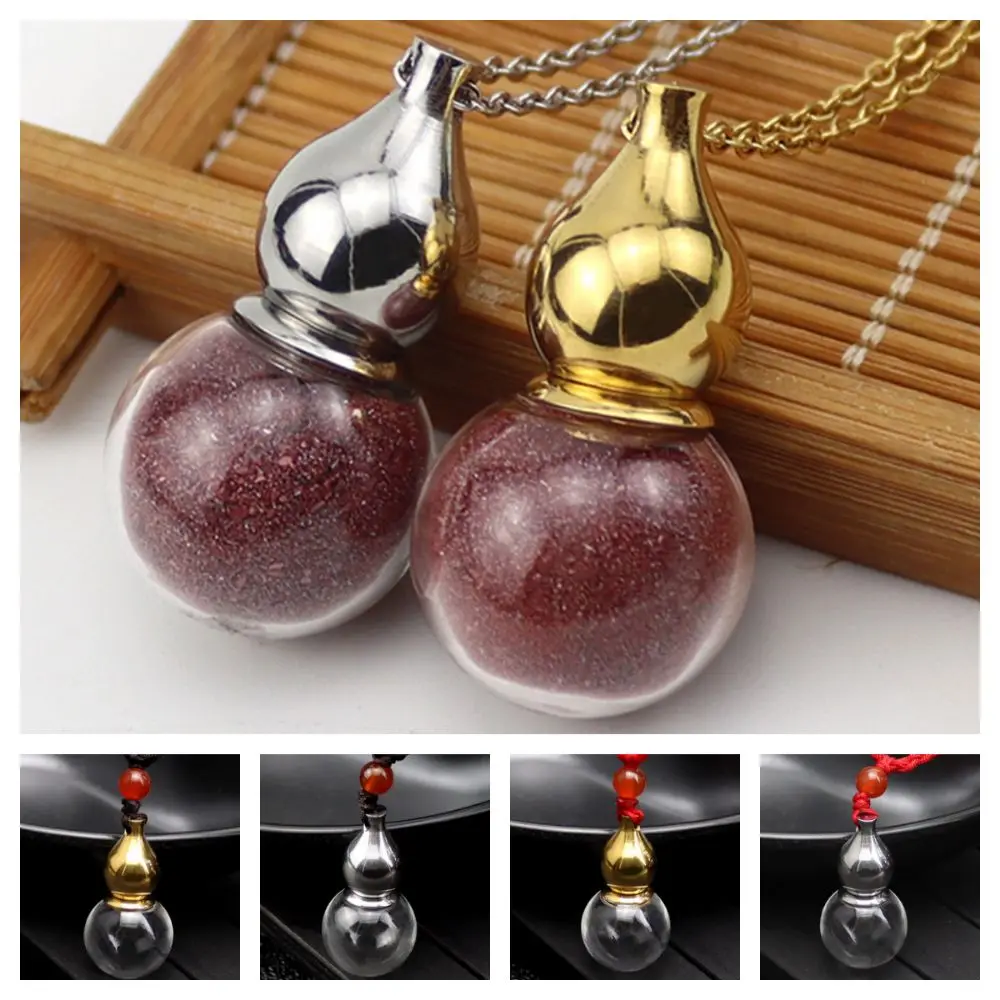 Gold Silver Gourd Glass Vial Necklace Keepsake Aromatherapy Wishing Bottle Pendant Essential Oil Diffuser Memorial Jewellery