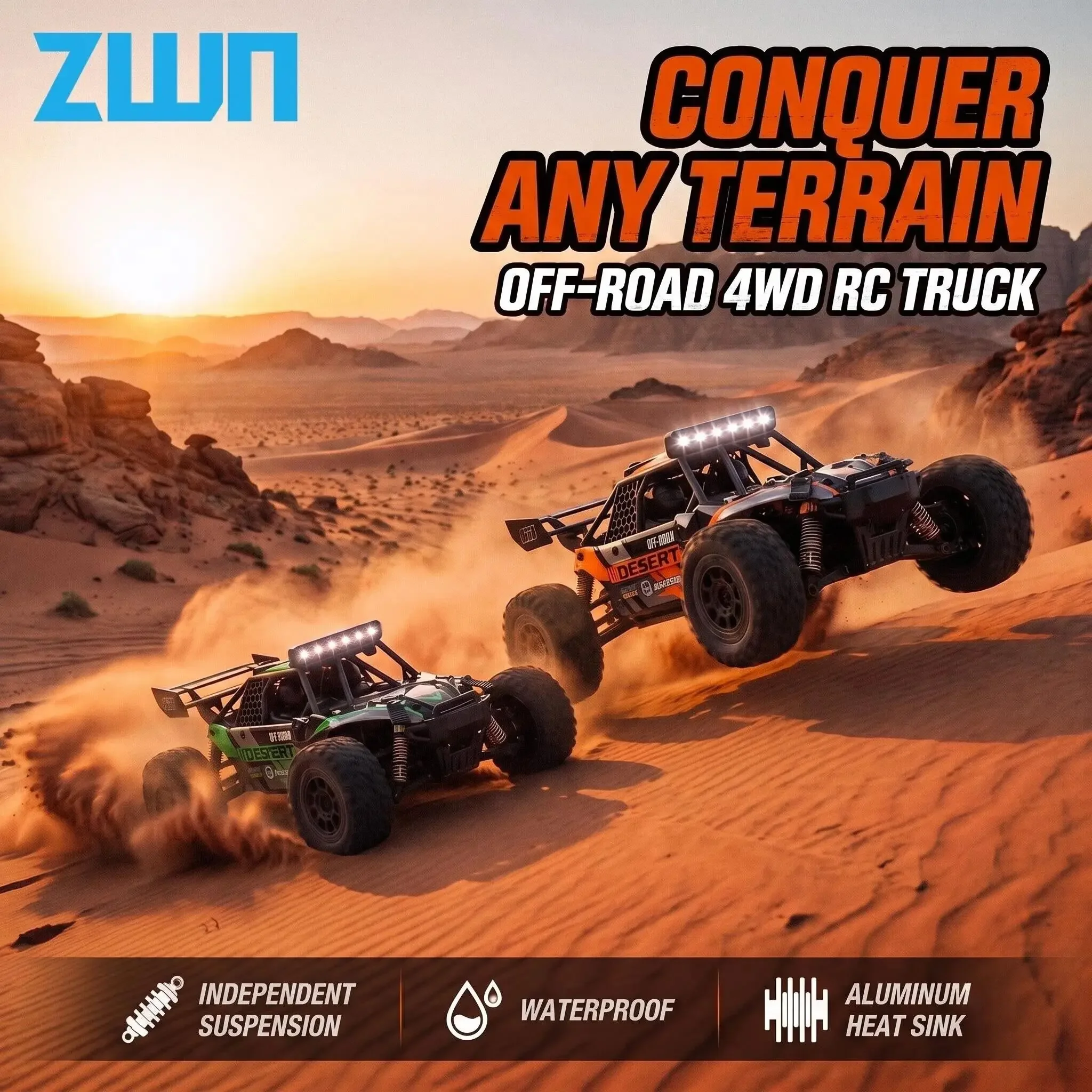 ZWN 1:24 RC Car 4WD Full Scale Remote Control Car High Speed Drift Monster Truck All Terrain Off-road Vehicle Toy For Kid Gifts
