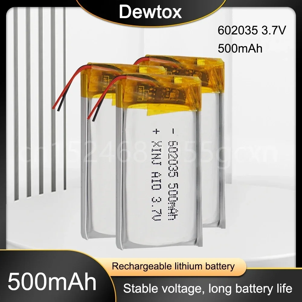 602035 500mah 3.7V Lithium-ion Polymer Battery for Mio Navigation Recorder Recording Video Wireless Tetra P300 Playme Recorder