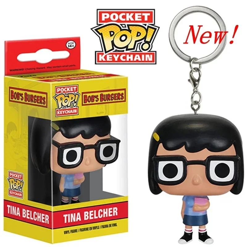 Recién llegado, llaveros de bolsillo FUNKO POP, Burgers de Bob, Tina Belcher, figuras de juguete de vinilo, llavero para decoraciones, regalos