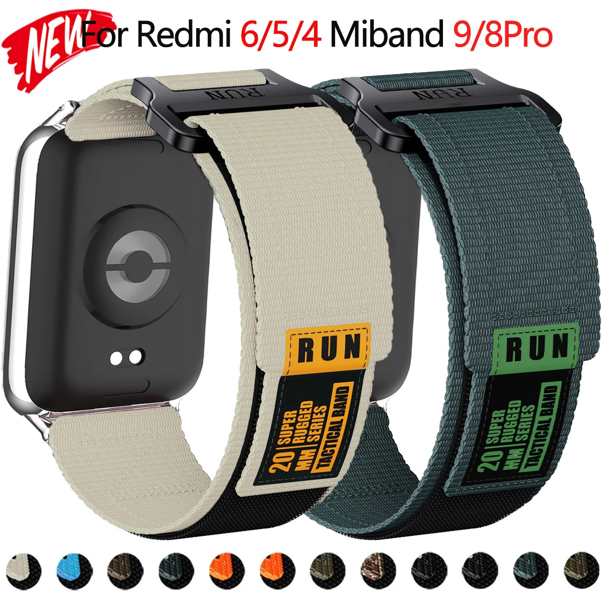 Taktisches Nylon-Armband für Xiaomi Redmi Watch 6/5/4 Sportarmband für Miband 9/8 Pro Elastisches Atmungsaktives Ersatzarmband