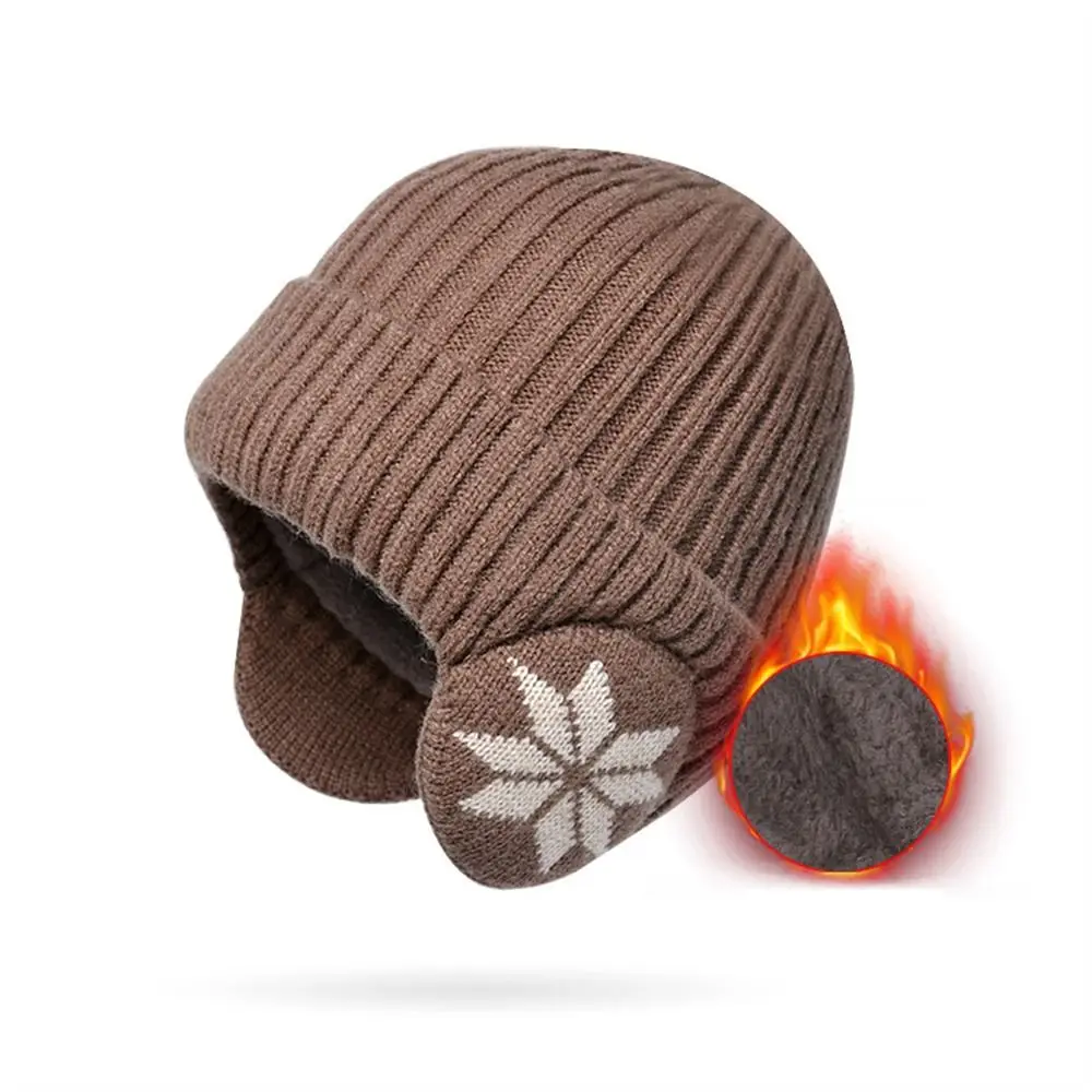 Fashion Soft Plush Knitted Hat Thickened Windproof Ski Beanie Hat Plain Hats Winter image 4