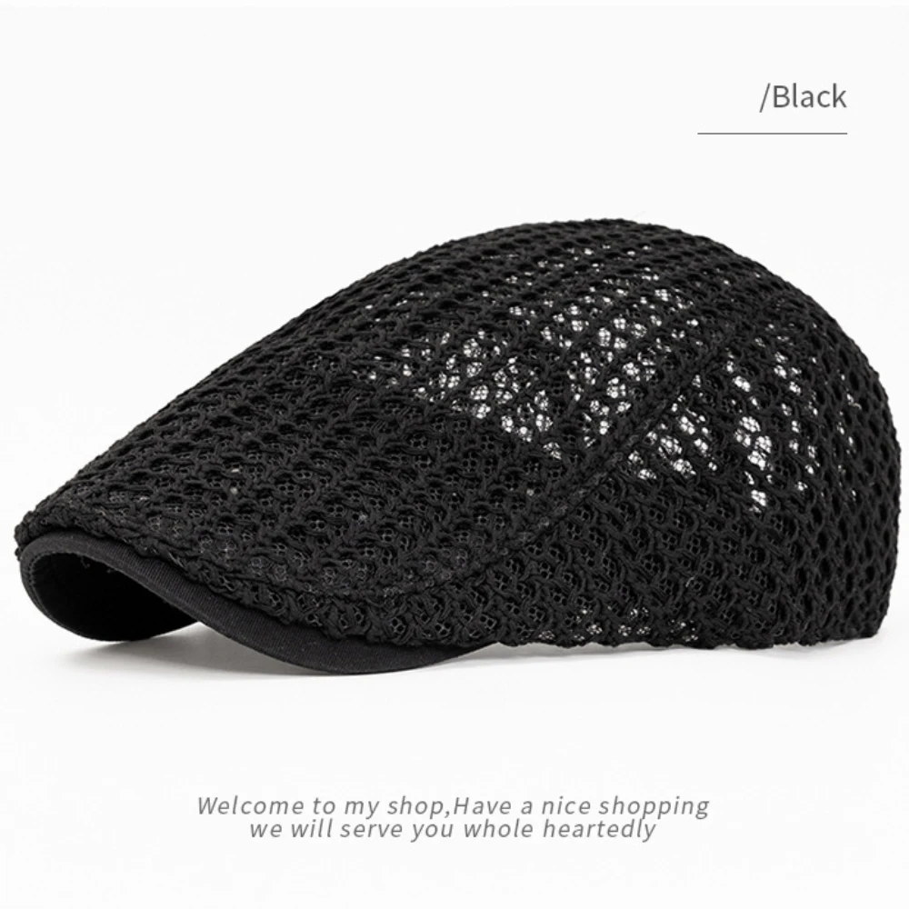 HT4809 Berets Frühling Sommer Atmungsaktive Mesh Cap für Männer Frauen Künstler Maler Baskenmütze Hut Männlich Weiblich Flache Kappe Einstellbare Baskenmütze Kappe – Detail 12