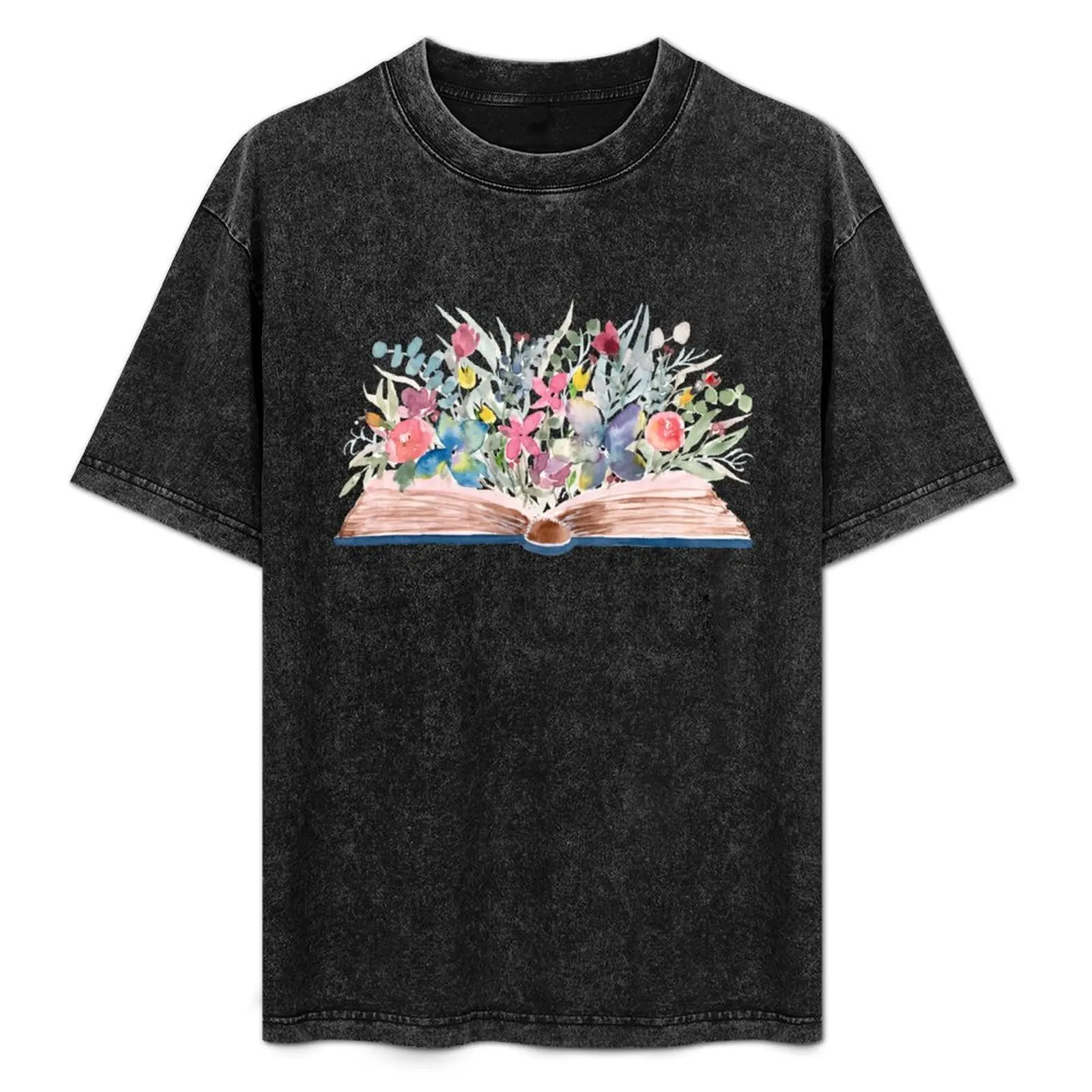 

Watercolor Open Book with Florals T-Shirt man tshirt man t shirt cotton T-Shirt