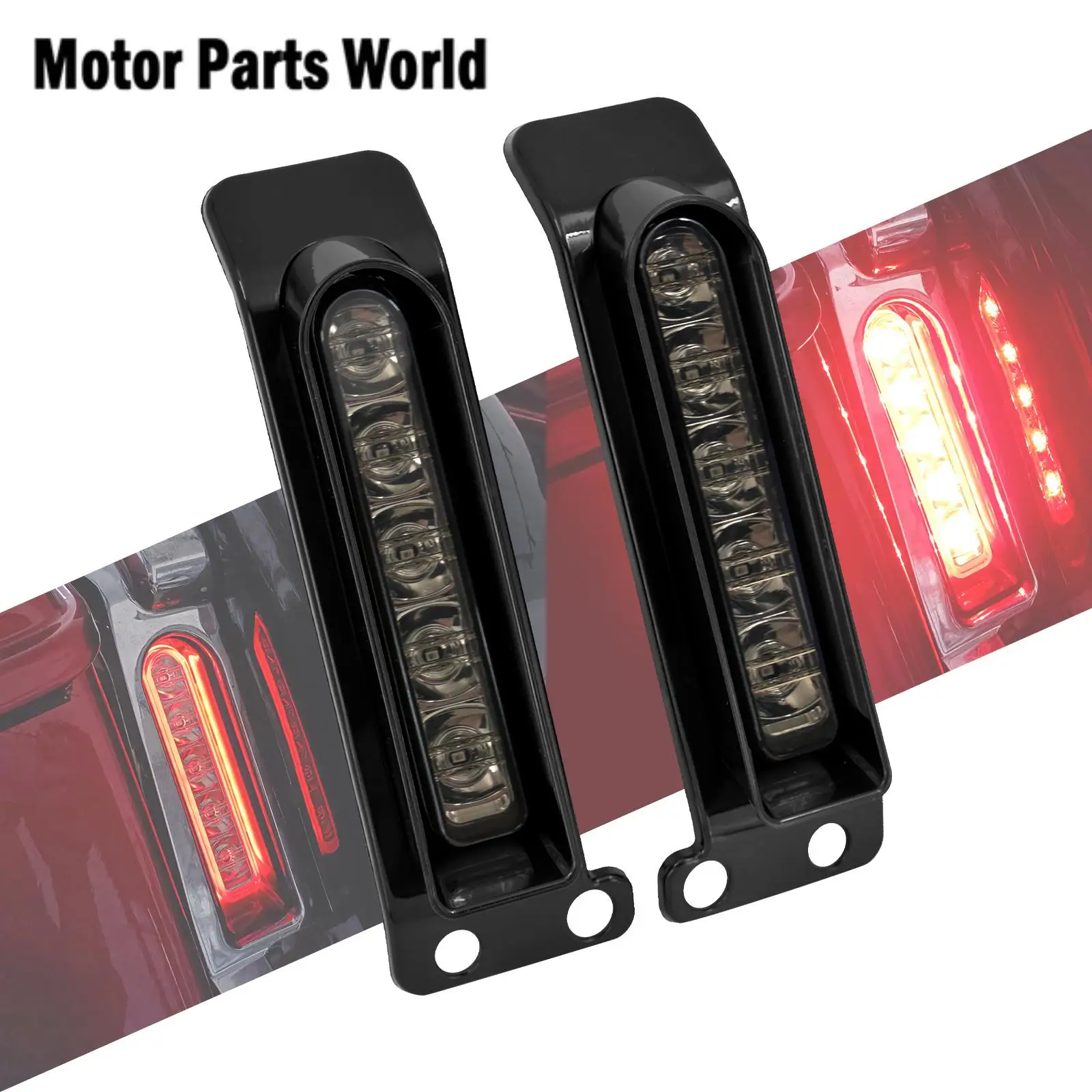 

1 Pair Motorcycle Fender Saddlebag Side Filler LED Light Turn Signal Run Brake Lamp For Harley Touring Electra Glide FLHR 14-23