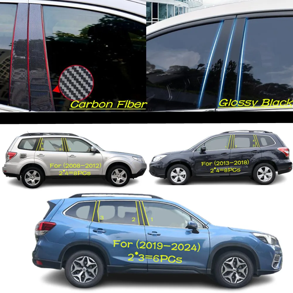 

Car PC Material Pillar Post Cover Door Trim Window Molding Sticker Plate Accessories For Subaru Forester 2008-2013-2019-2024