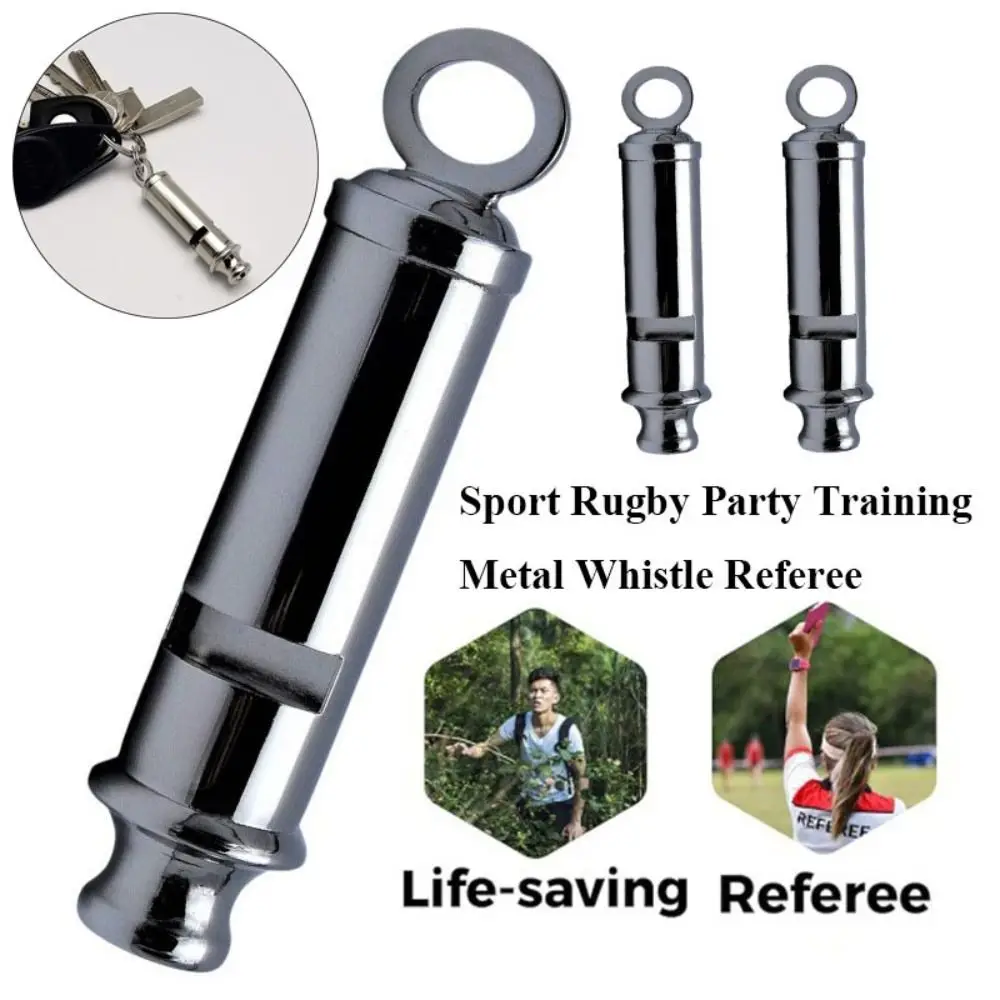 Peluit Logam dengan Tali, Paduan Aluminium, 4 Model, Peluit Pesta Rugby, Peluit Sorak Sorai, Peluit Latihan Sekolah, Sepak Bola