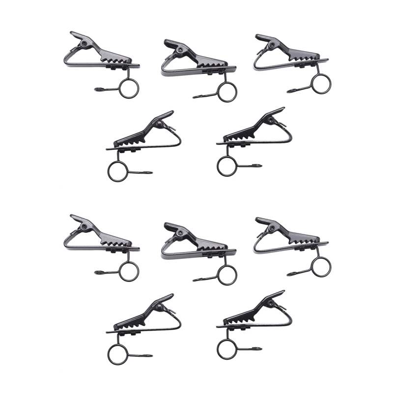 10 Pcs Ring Mini 7.5 Mm Microphone Clip Holder Tie Clip Collar Clip Practical (Black)