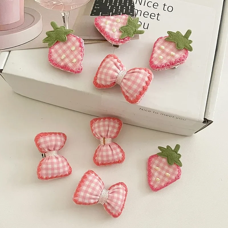 

New Sweet Strawberry Fruit BB Hair Claw Side Clips for Women Girls Kids Child Fabric Hairpin Gift Hair Accessories Headwear