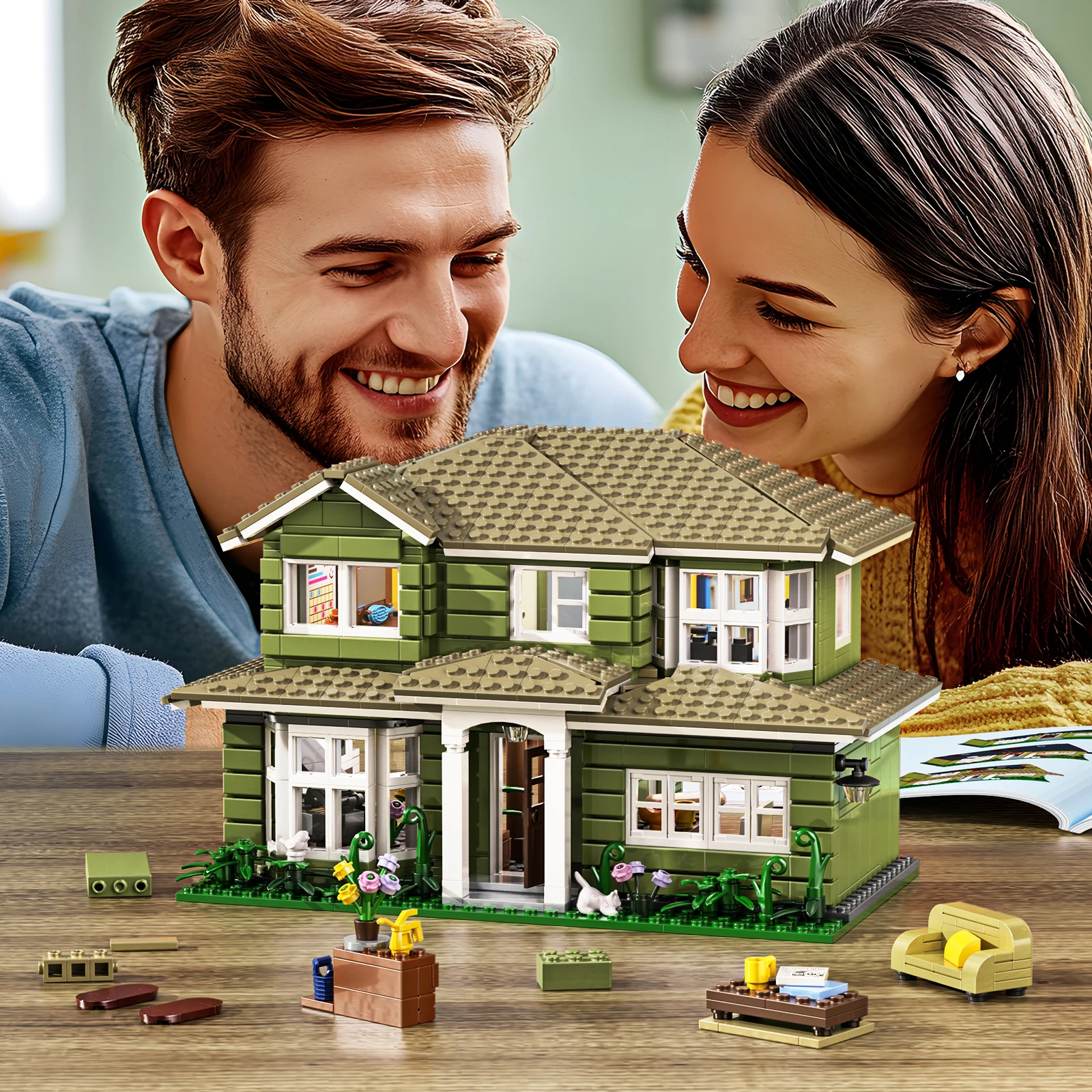 Dunphy House Family Building Blocks Set Modern Architecture Collection Model Bricks Toys for Adult Kids Birthday Gift (1176 PCS)