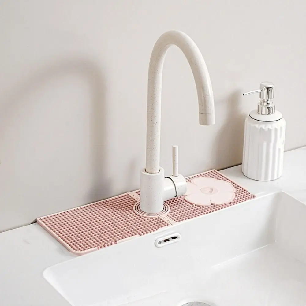 Durable Silicone Faucet Drain Pad Soft Anti-slip Sink Drain Pads Foldable Splash Proof Sink Splash Guard Kitchen