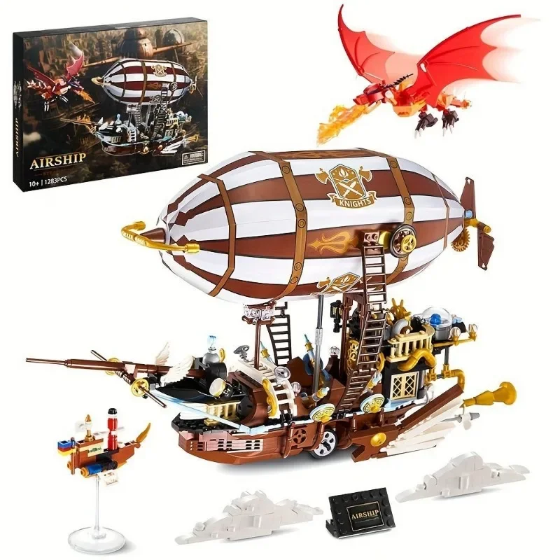 1283PCS Creative Airship Model Building Blocks Diy 3D Knights Airboat Bricks Toys Desktop Decoration Christmas Gifts for Kids