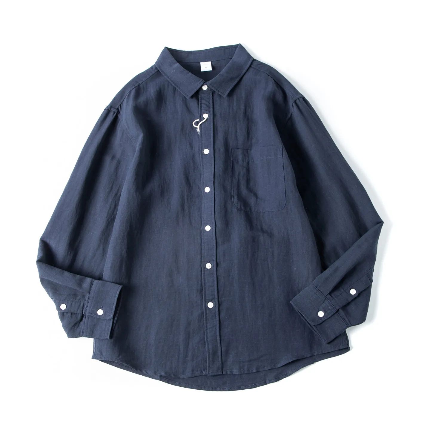 

Japanese Vintage Spring Autumn Turn-down Collar Lyocell Linen Long-sleeve Shirt Comfortable Skin-friendly Loose Fit Tops for Men