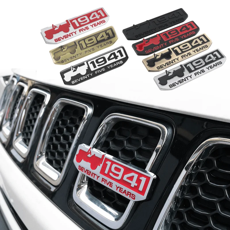 for Patriot Compass Grand Cherokee Commander Jk Tj Wrangler Renegade 1941 Car Side Fender Sticker Front Grille Decoration